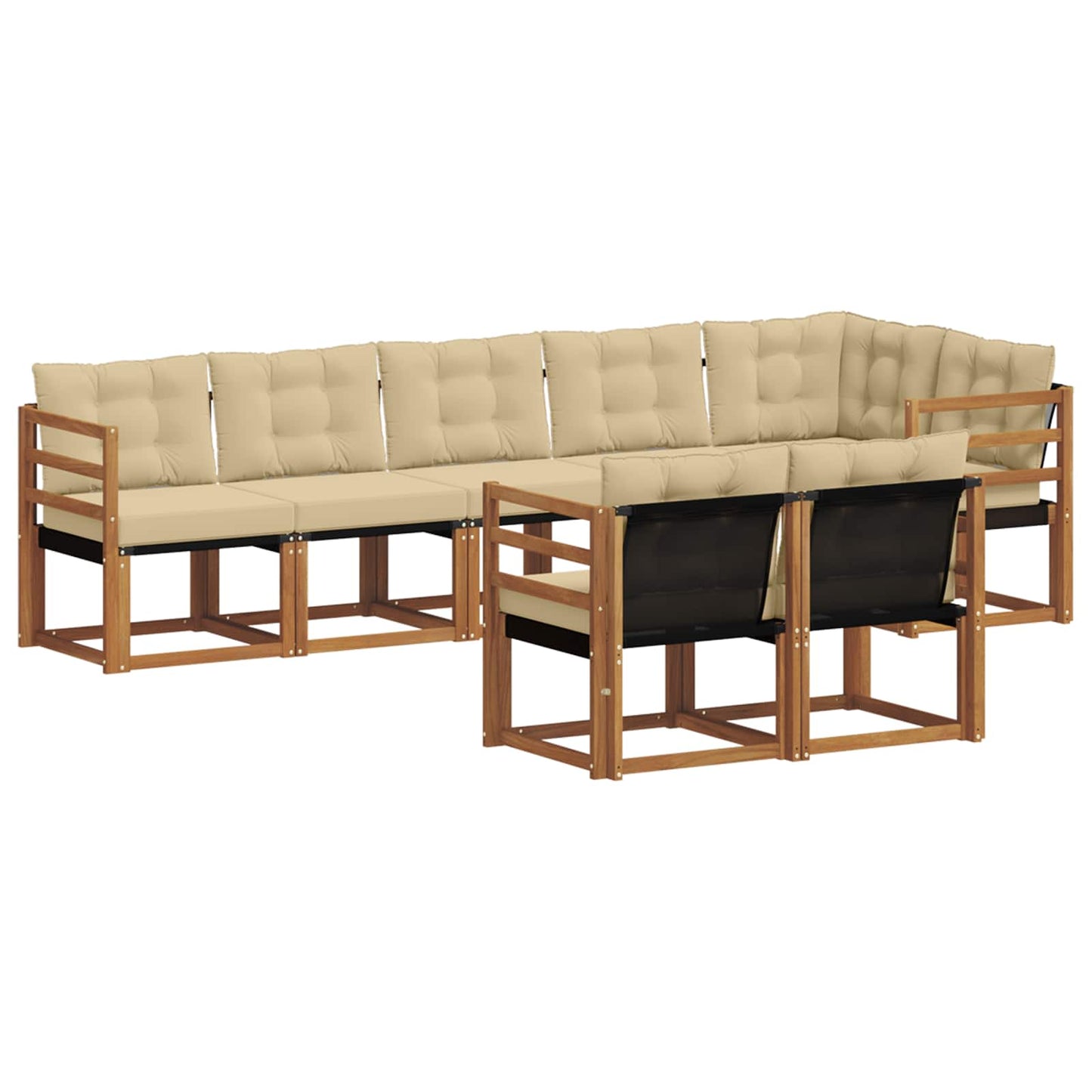 Set di divani da esterno con cuscino 8 pcs Naturale e Beige | homemem39