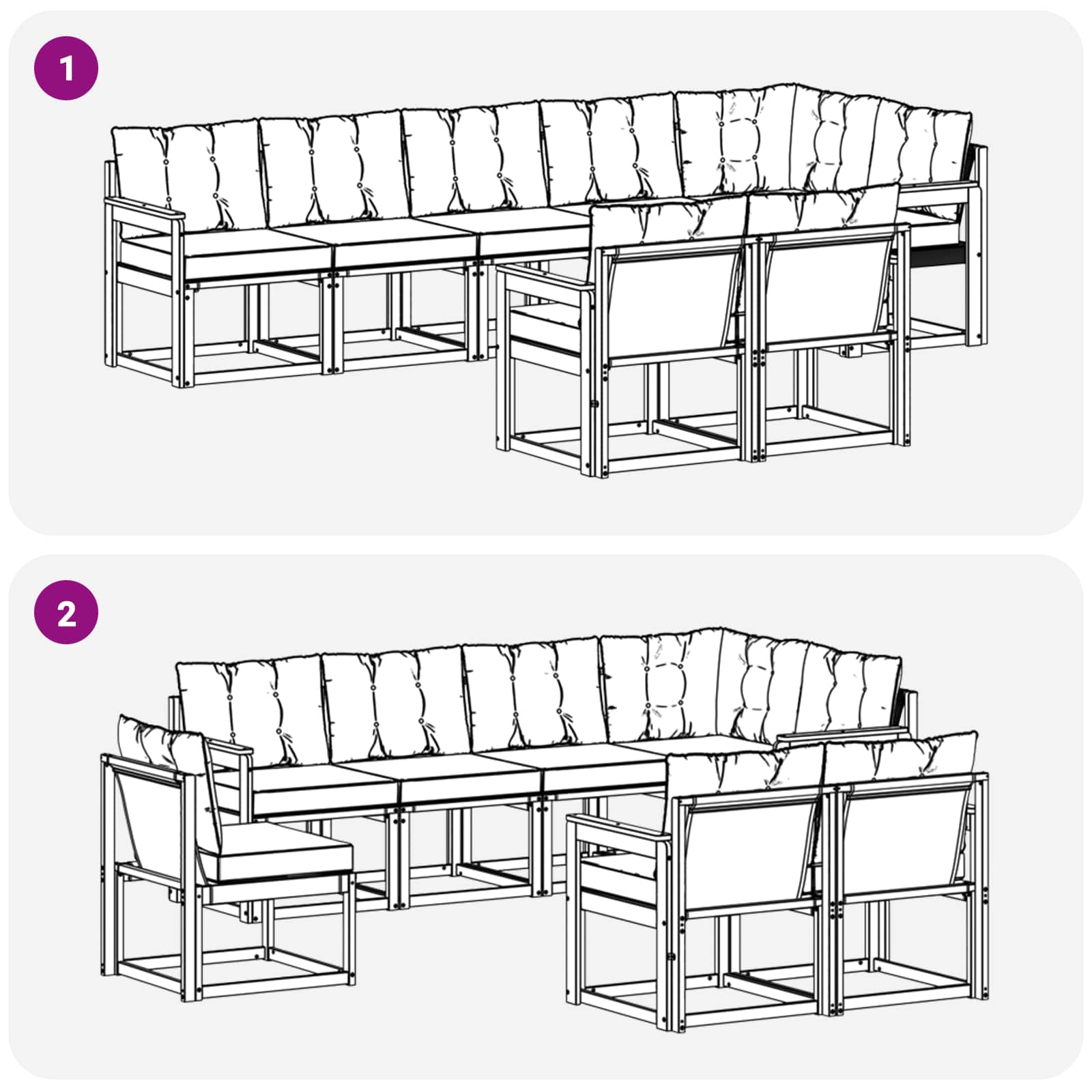 Set di divani da esterno con cuscino 8 pcs Naturale e Beige | homemem39