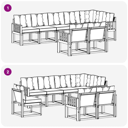 Set di divani da esterno con cuscino 8 pcs Naturale e Crema | homemem39
