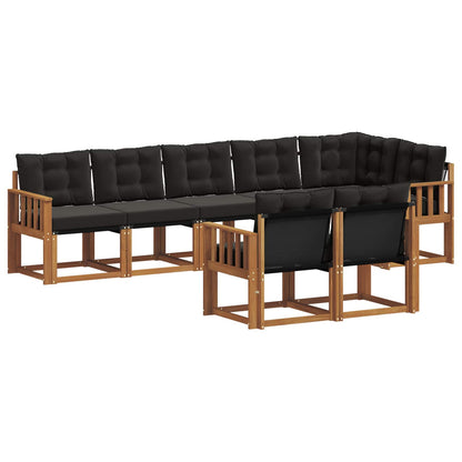 Set di divani da esterno con cuscino 8 pcs Naturale e Nero | homemem39