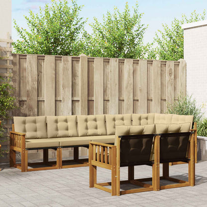 Set di divani da esterno con cuscino 8 pcs Naturale e Beige