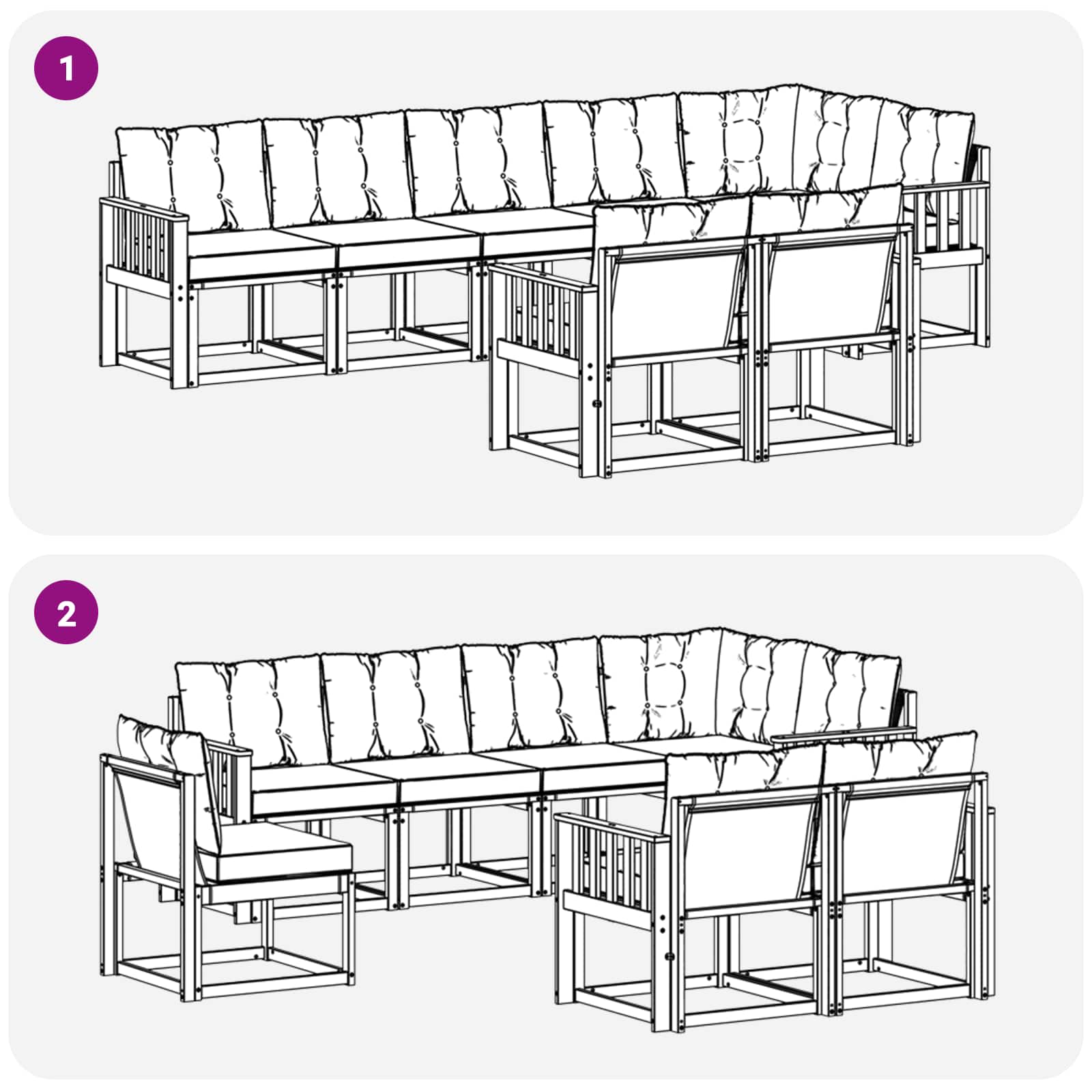 Set di divani da esterno con cuscino 8 pcs Naturale e Beige | homemem39