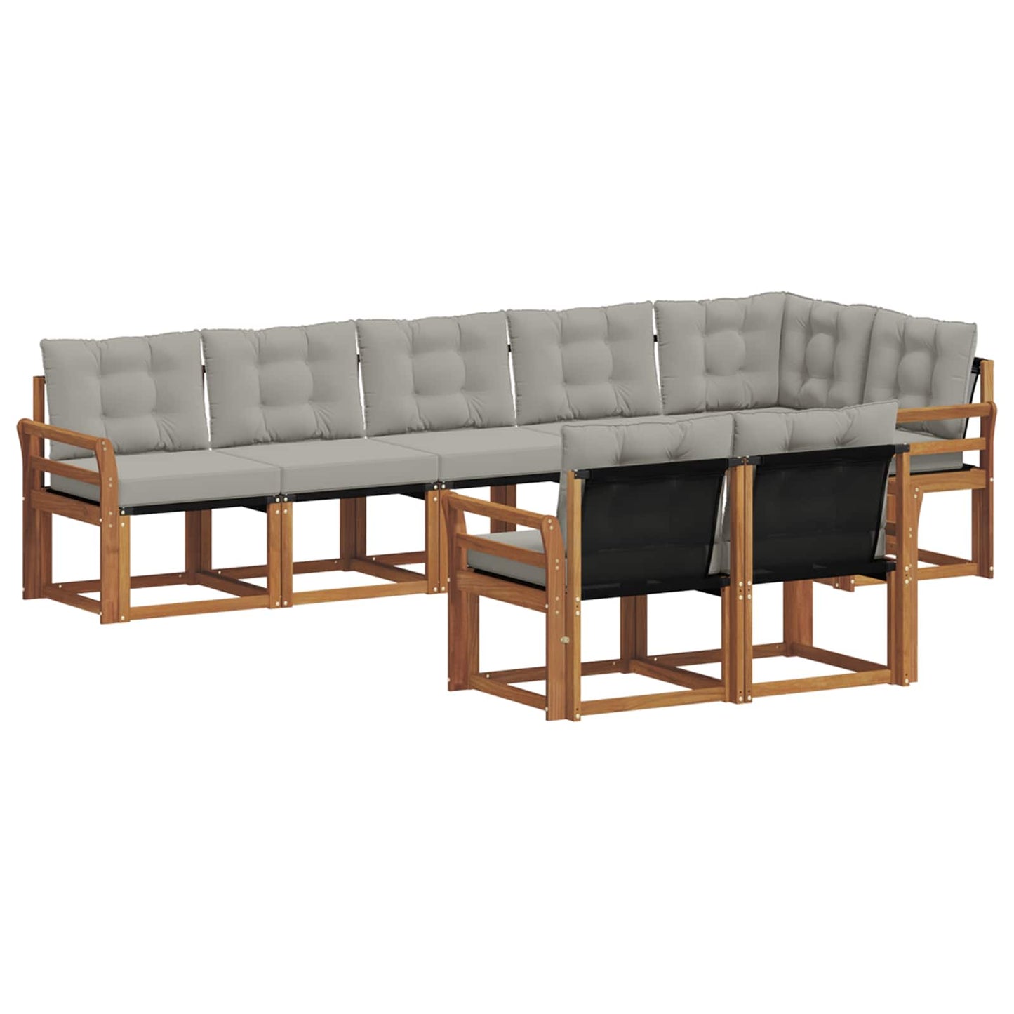 Set di divani da esterno 8 pcs Grigio Naturale e Chiaro | homemem39
