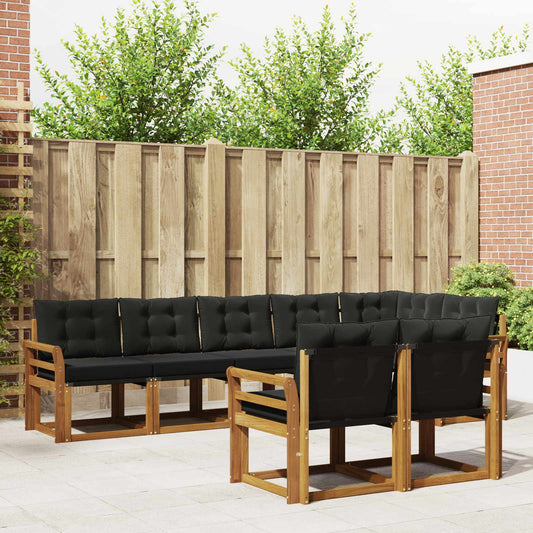 Set di divani da esterno con cuscino 8 pcs Naturale e Nero | homemem39