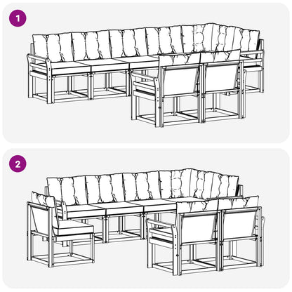 Set di divani da esterno con cuscino 8 pcs Naturale e Nero | homemem39