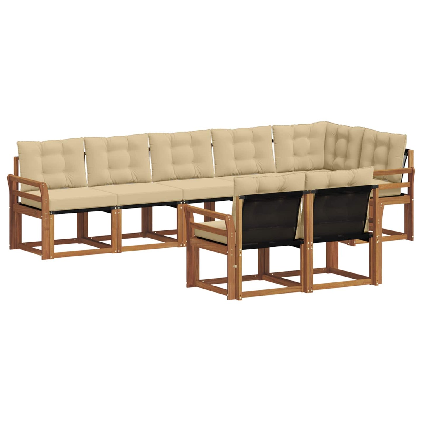Set di divani da esterno con cuscino 8 pcs Naturale e Beige