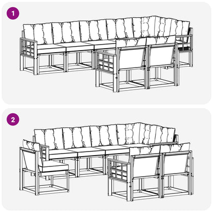 Set di divani da esterno con cuscino 8 pcs Naturale e Nero