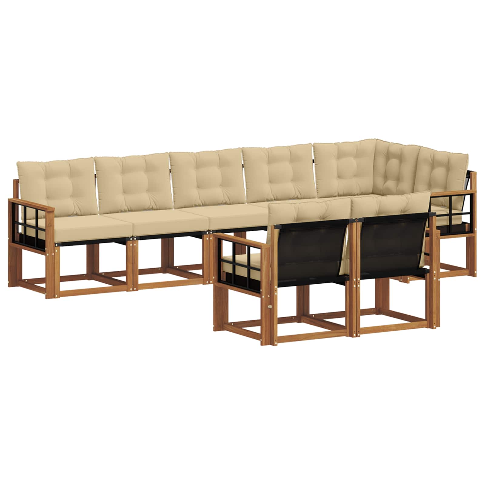 Set di divani da esterno con cuscino 8 pcs Naturale e Beige | homemem39