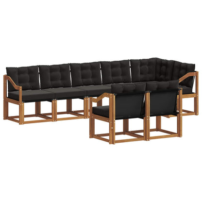 Set di divani da esterno con cuscino 8 pcs Naturale e Nero