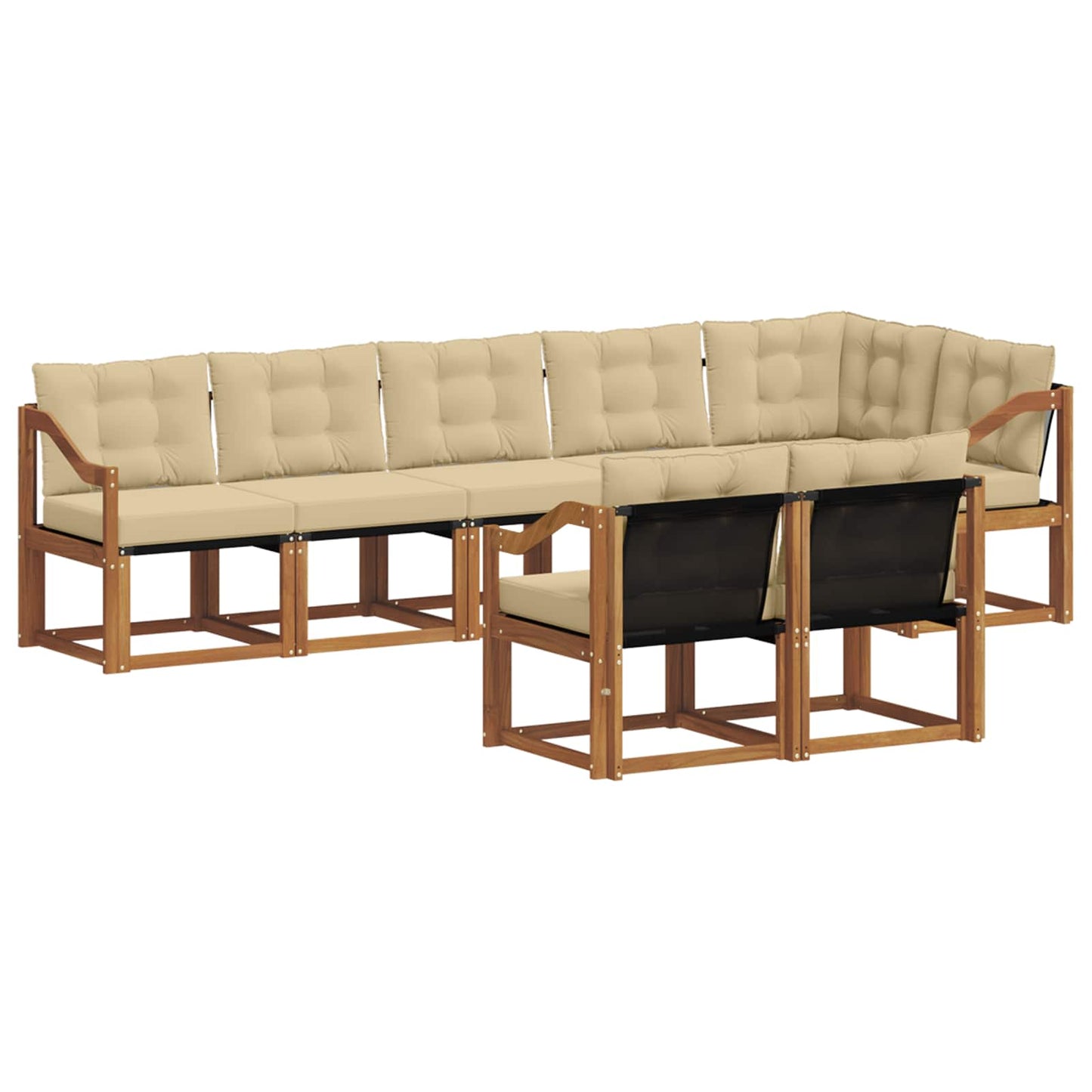 Set di divani da esterno con cuscino 8 pcs Naturale e Beige | homemem39