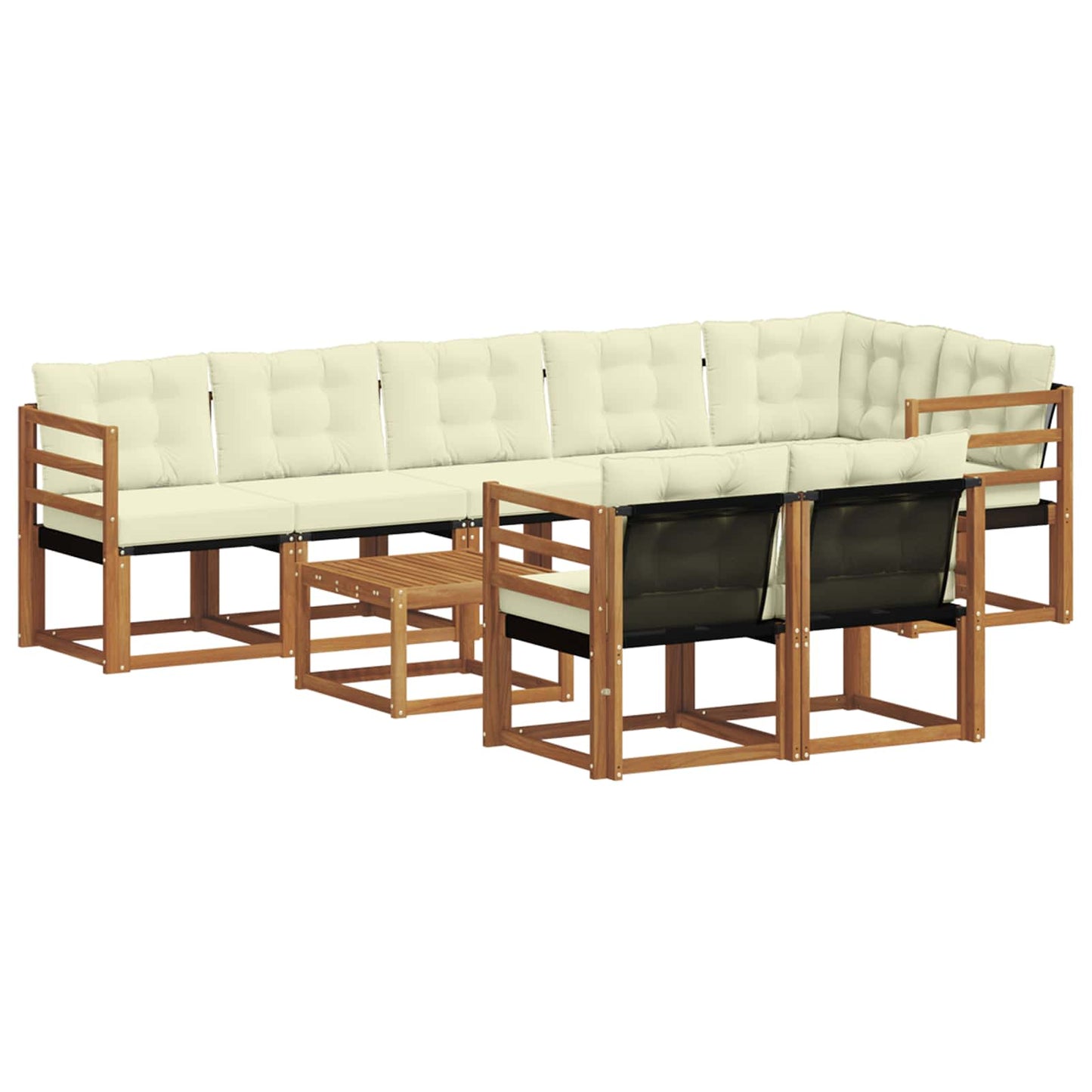 Set di divani da esterno con cuscino 9 pcs Naturale e Crema
