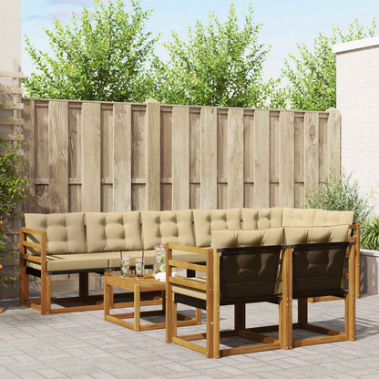 Set di divani da esterno con cuscino 9 pcs Naturale e Beige