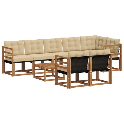 Set di divani da esterno con cuscino 9 pcs Naturale e Beige