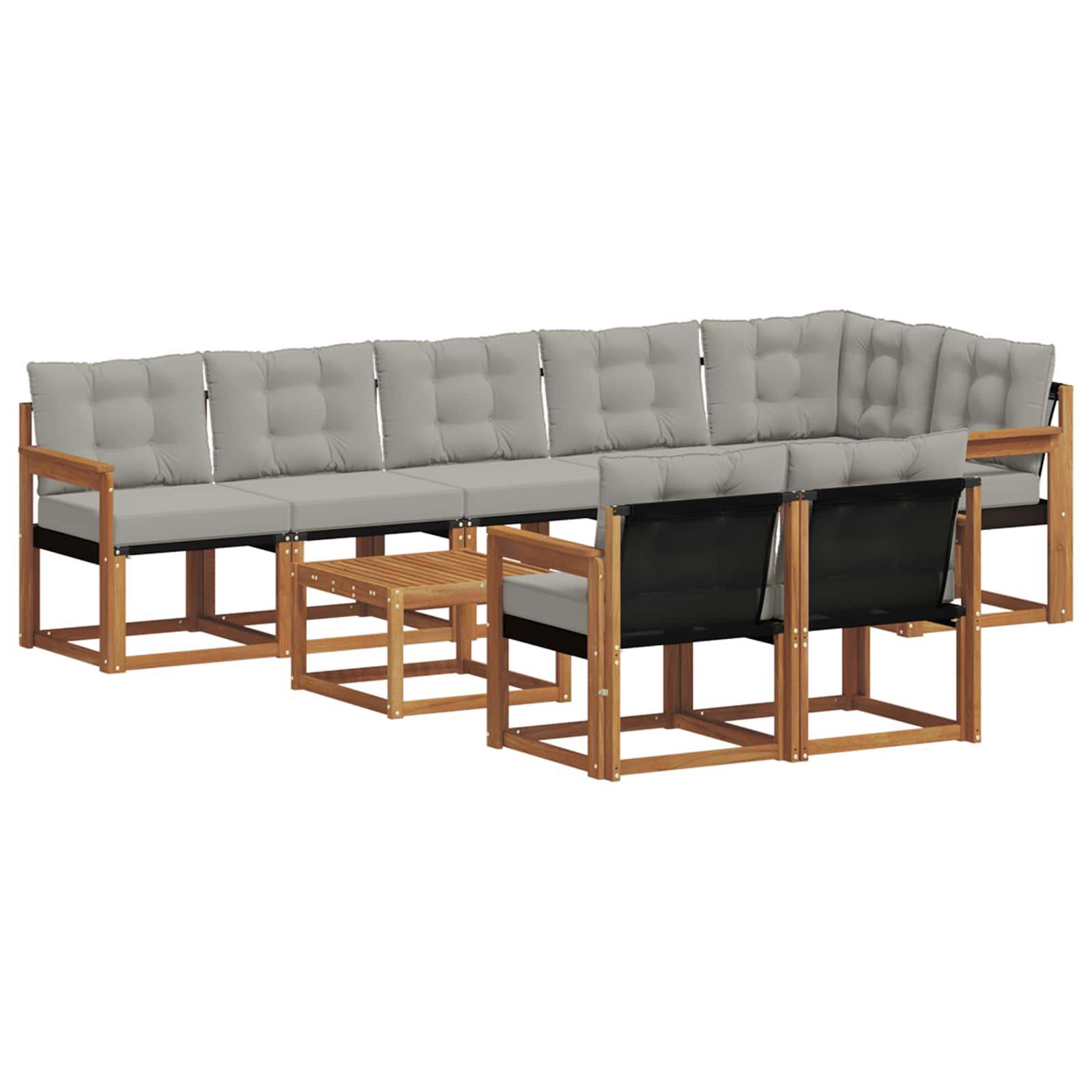 Set di divani da esterno 9 pcs Grigio Naturale e Chiaro | homemem39