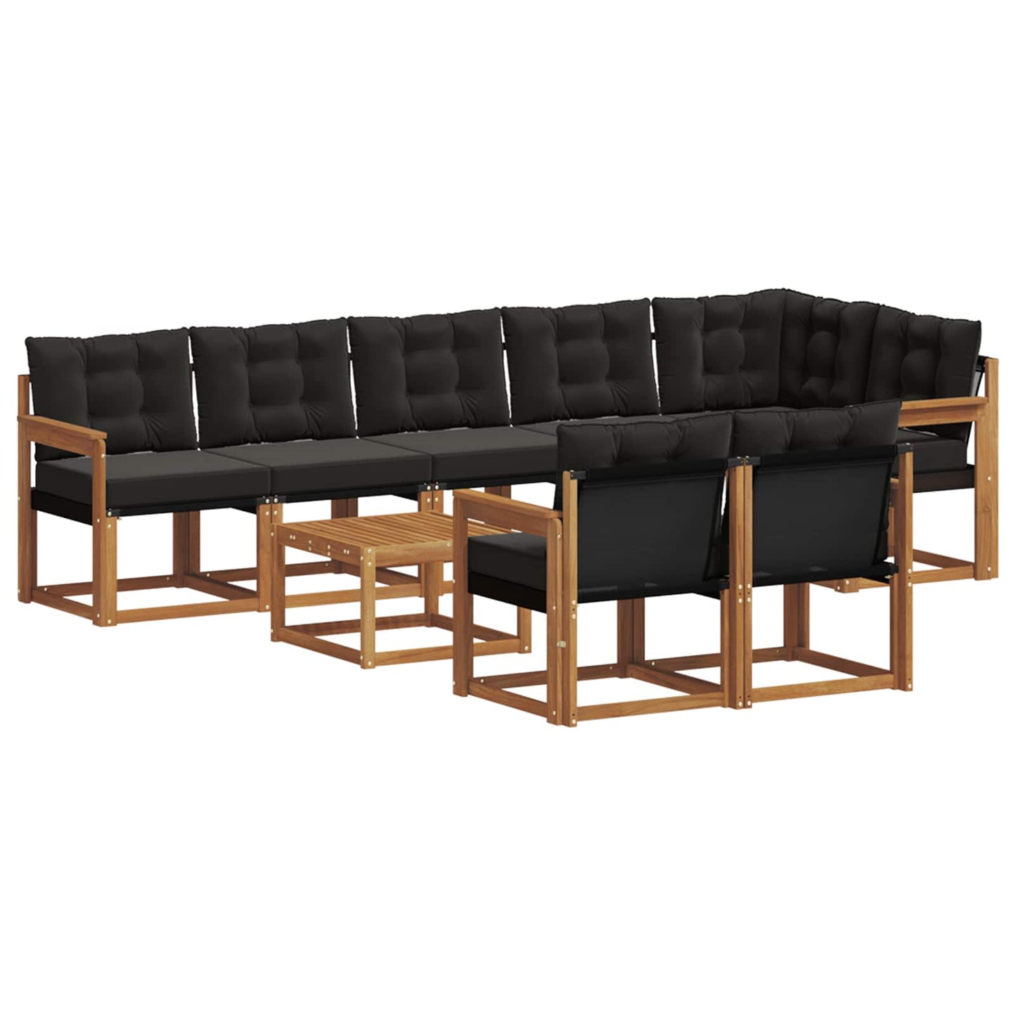 Set di divani da esterno con cuscino 9 pcs Naturale e Nero | homemem39