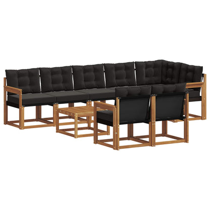 Set di divani da esterno con cuscino 9 pcs Naturale e Nero | homemem39