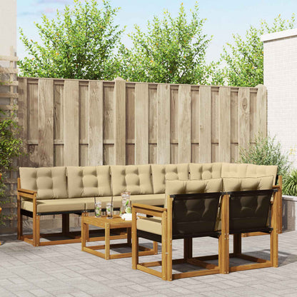 Set di divani da esterno con cuscino 9 pcs Naturale e Beige