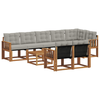 Set di divani da esterno 9 pcs Grigio Naturale e Chiaro | homemem39