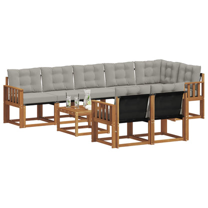 Set di divani da esterno 9 pcs Grigio Naturale e Chiaro | homemem39