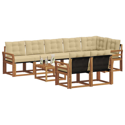 Set di divani da esterno con cuscino 9 pcs Naturale e Beige | homemem39