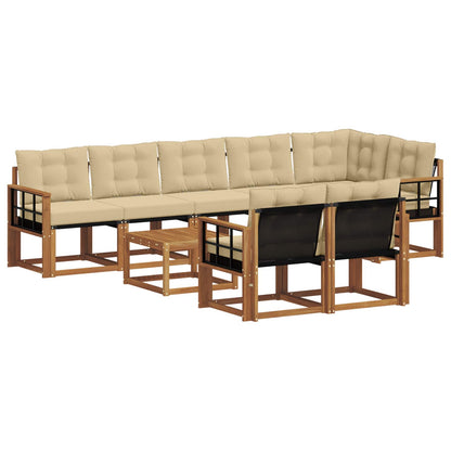 Set di divani da esterno con cuscino 9 pcs Naturale e Beige | homemem39