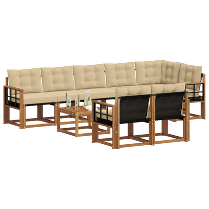 Set di divani da esterno con cuscino 9 pcs Naturale e Beige | homemem39