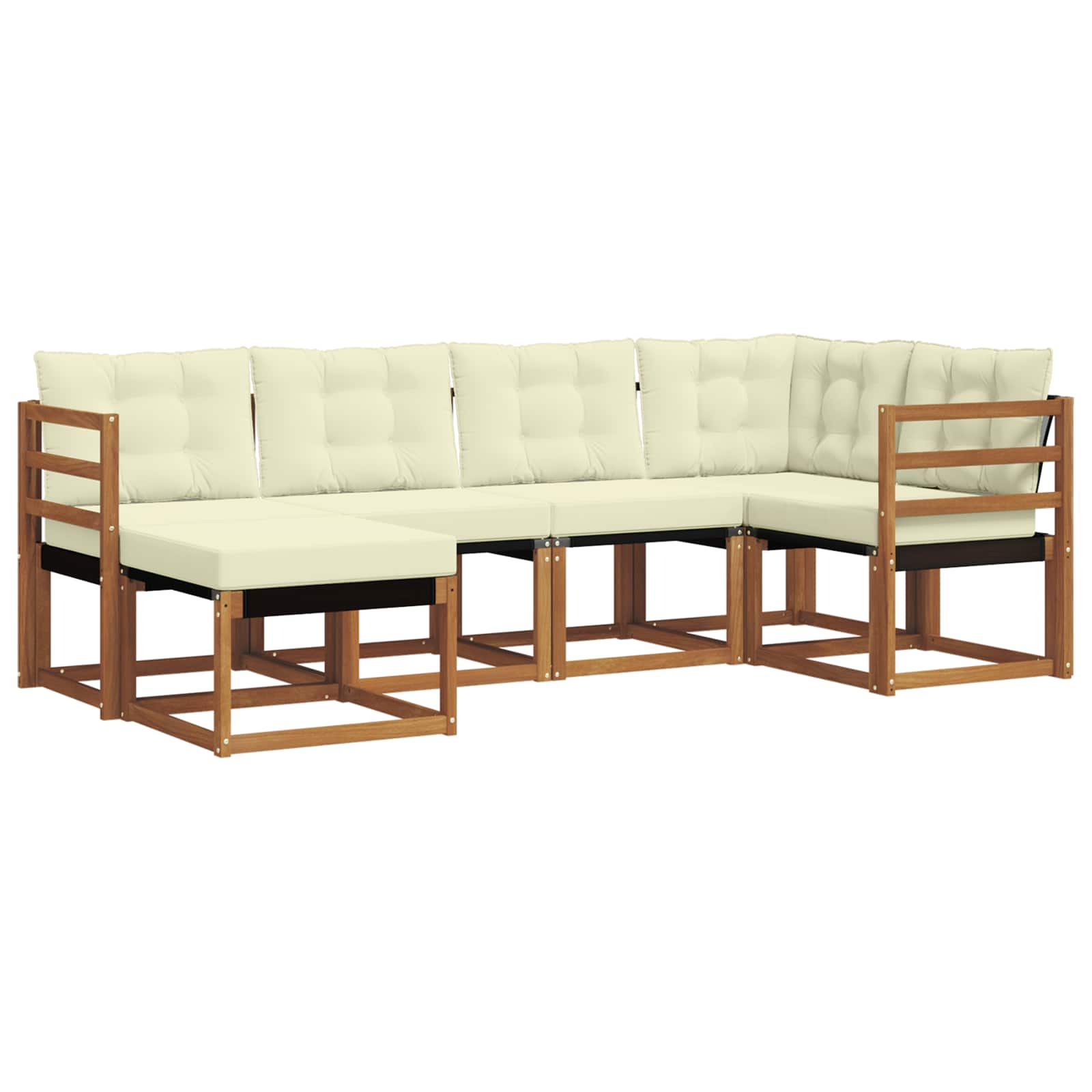 Set di divani da esterno con cuscino 6 pcs Naturale e Crema | homemem39
