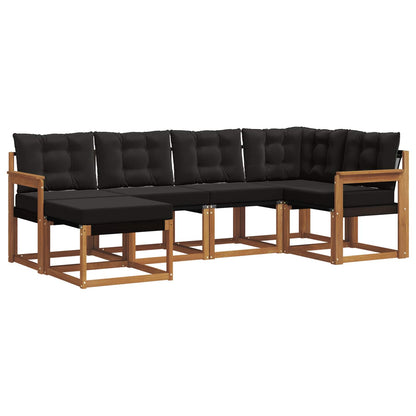 Set di divani da esterno con cuscino 6 pcs Naturale e Nero