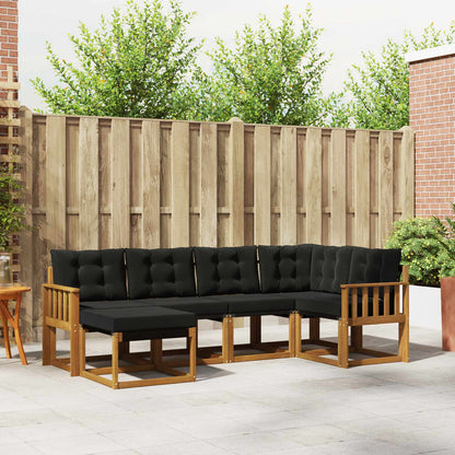 Set di divani da esterno con cuscino 6 pcs Naturale e Nero
