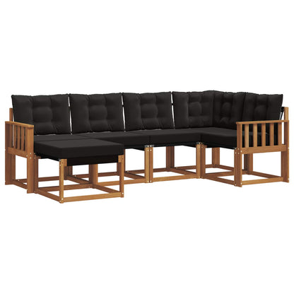 Set di divani da esterno con cuscino 6 pcs Naturale e Nero | homemem39