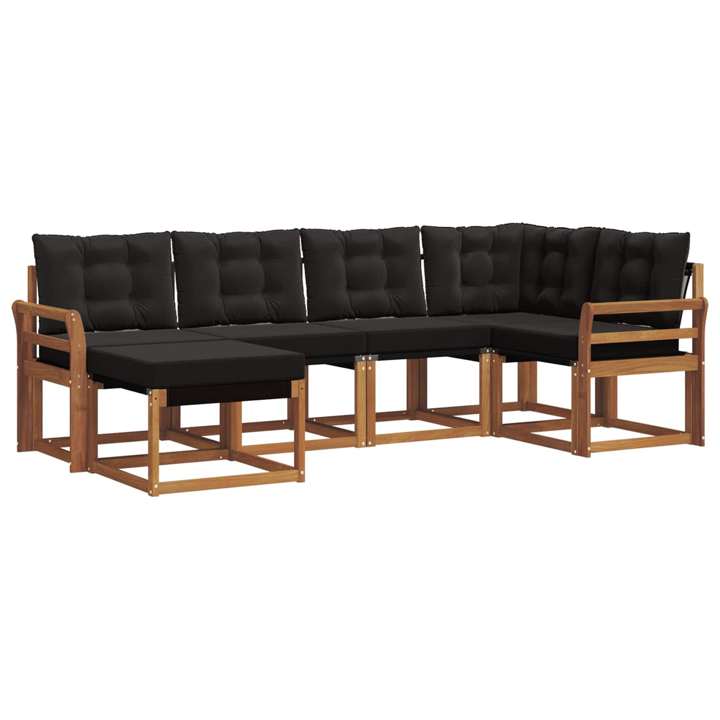 Set di divani da esterno con cuscino 6 pcs Naturale e Nero | homemem39