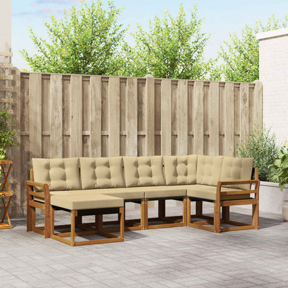 Set di divani da esterno con cuscino 6 pcs Naturale e Beige