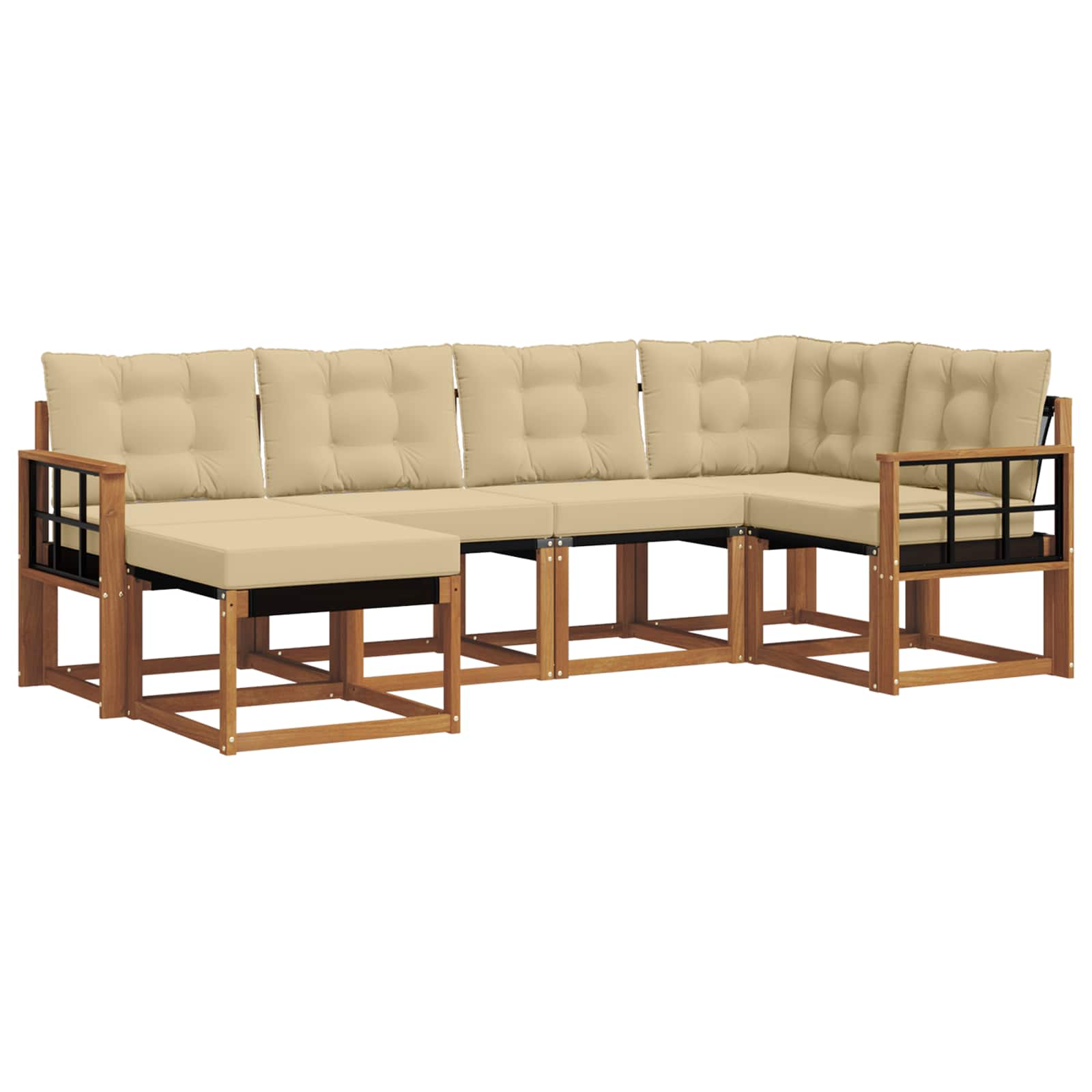 Set di divani da esterno con cuscino 6 pcs Naturale e Beige | homemem39