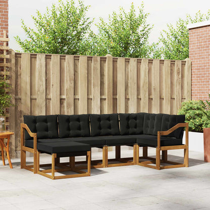 Set di divani da esterno con cuscino 6 pcs Naturale e Nero