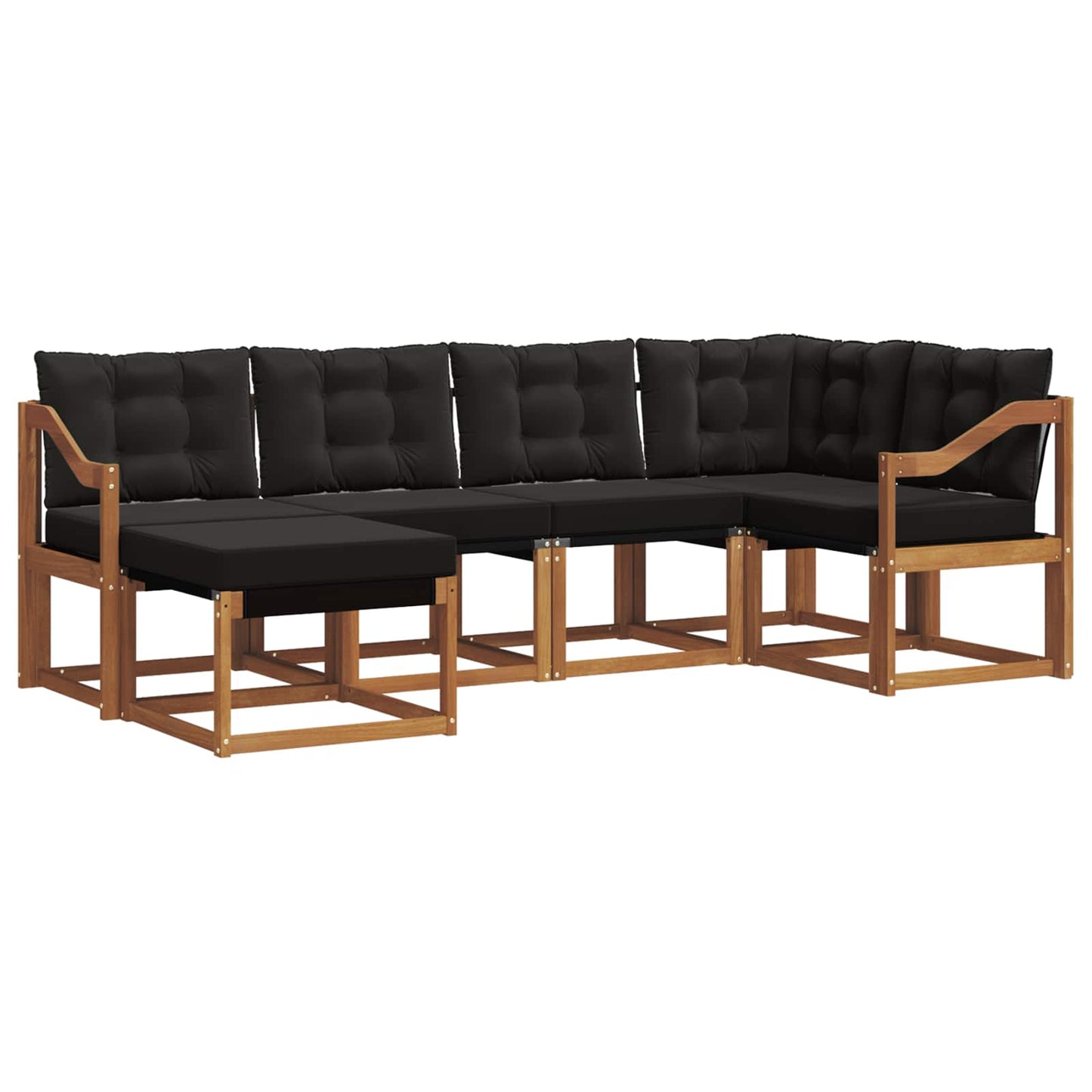 Set di divani da esterno con cuscino 6 pcs Naturale e Nero