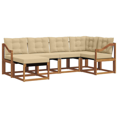Set di divani da esterno con cuscino 6 pcs Naturale e Beige | homemem39