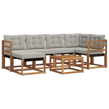 Set di divani da esterno 7 pcs Grigio Naturale e Chiaro