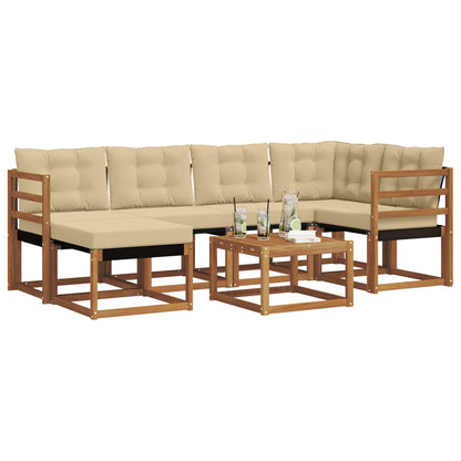 Set di divani da esterno con cuscino 7 pcs Naturale e Beige | homemem39