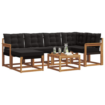 Set di divani da esterno con cuscino 7 pcs Naturale e Nero | homemem39