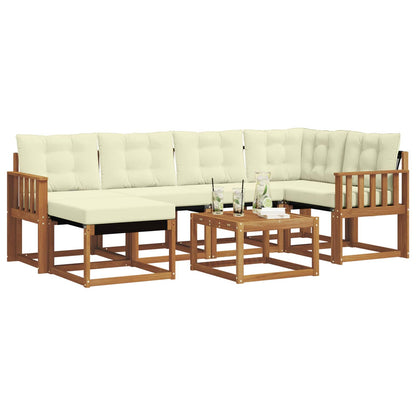 Set di divani da esterno con cuscino 7 pcs Naturale e Crema | homemem39