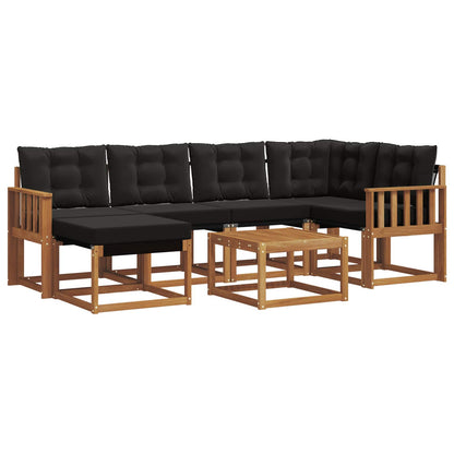 Set di divani da esterno con cuscino 7 pcs Naturale e Nero | homemem39