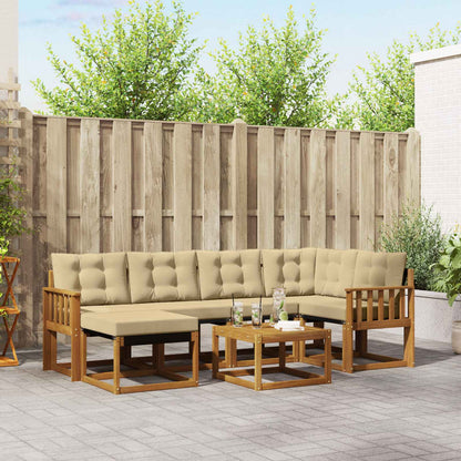 Set di divani da esterno con cuscino 7 pcs Naturale e Beige | homemem39