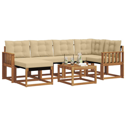 Set di divani da esterno con cuscino 7 pcs Naturale e Beige | homemem39