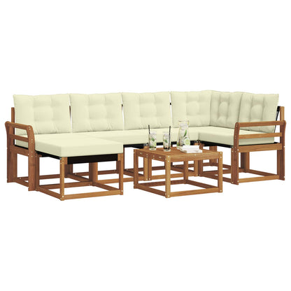Set di divani da esterno con cuscino 7 pcs Naturale e Crema