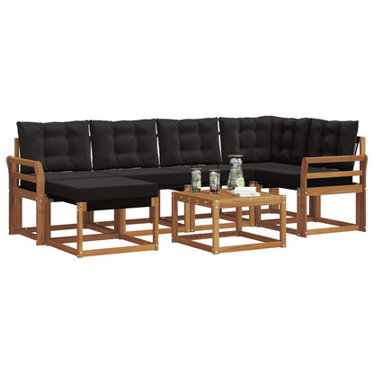 Set di divani da esterno con cuscino 7 pcs Naturale e Nero | homemem39