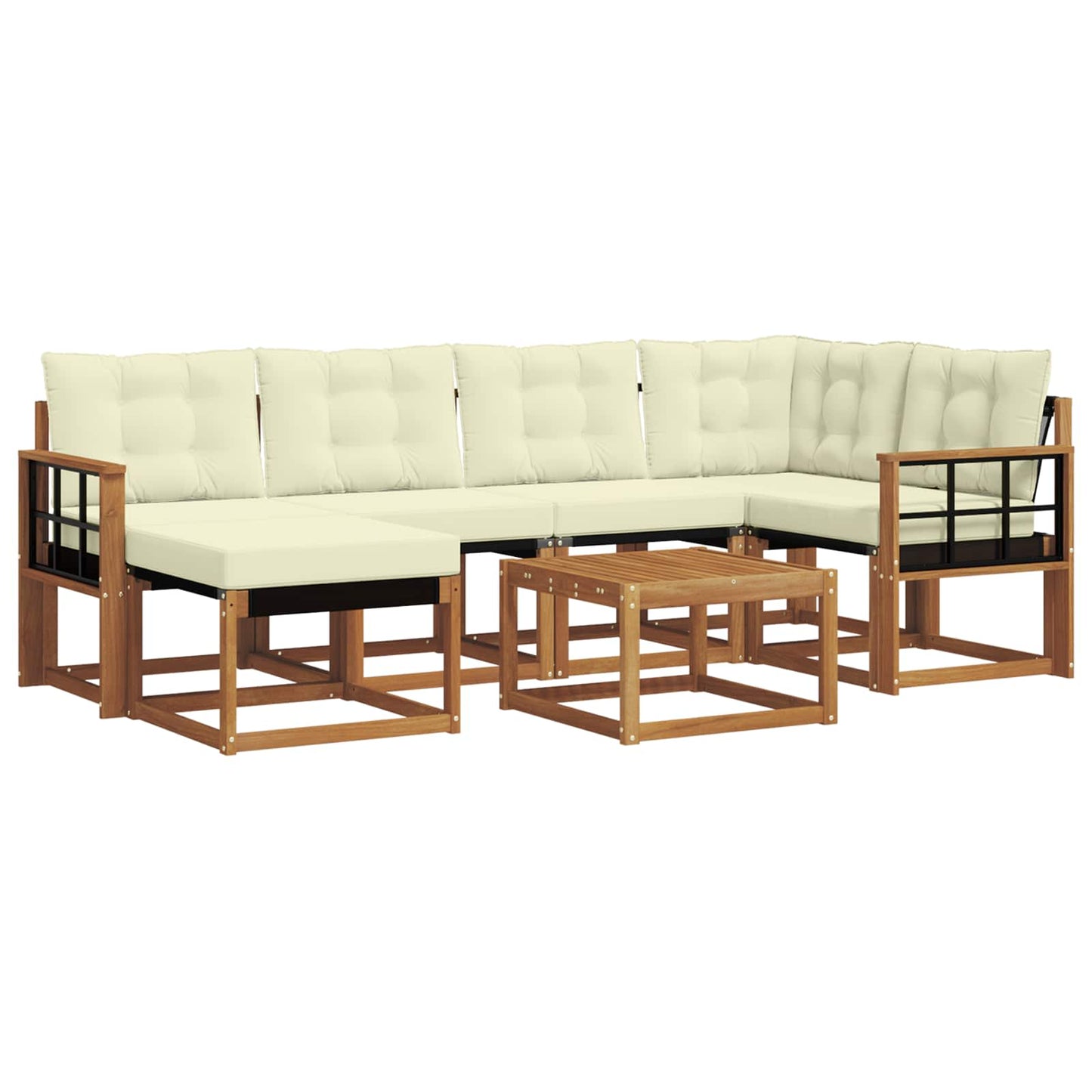 Set di divani da esterno con cuscino 7 pcs Naturale e Crema | homemem39