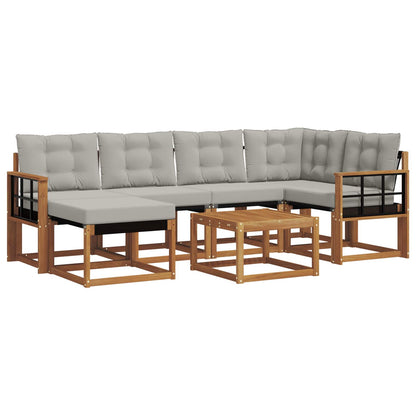 Set di divani da esterno 7 pcs Grigio Naturale e Chiaro | homemem39