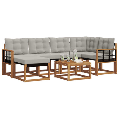 Set di divani da esterno 7 pcs Grigio Naturale e Chiaro | homemem39