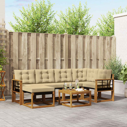 Set di divani da esterno con cuscino 7 pcs Naturale e Beige