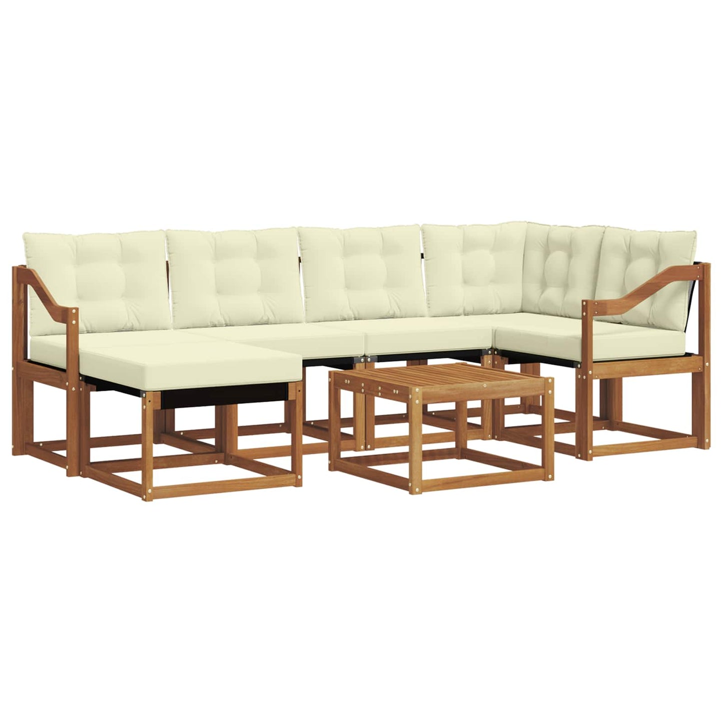 Set di divani da esterno con cuscino 7 pcs Naturale e Crema | homemem39